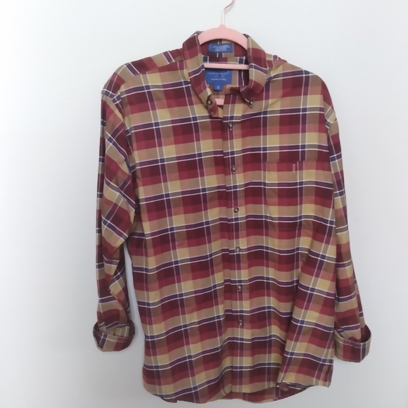 Towncraft Other - Towncraft Wrinkle Free Red & Mustard Yellow Plaid Long Sleeve Button Down Shirt